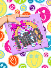 Load image into Gallery viewer, Rainbow Crayon Pink Bow School Mascots DROPDOWN TRANSFER CAP JUNE 26
