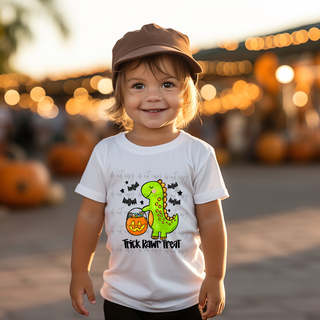 Trick Rawr Treat Green Dino TRANSFER – Sassy Sublimation & Screen Prints