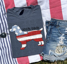 Load image into Gallery viewer, Patriotic Dog Designs Black Text SWD MAY DROPDOWN TRANSFER
