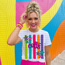 Load image into Gallery viewer, Rainbow Stripes Stars School Mascots DROPDOWN TRANSFER CAP MAY 26
