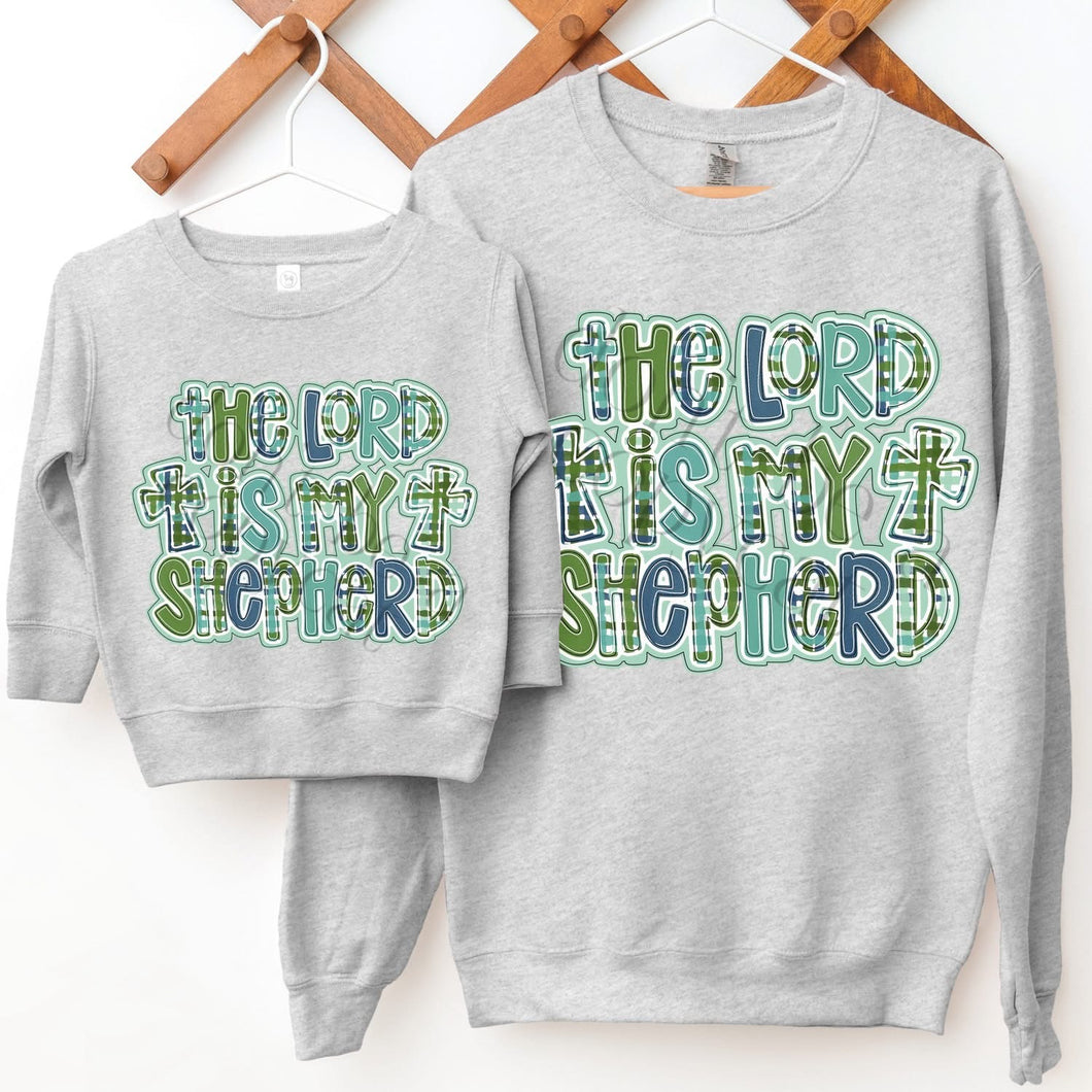 The Lord Is My Shepherd Blue Plaid TRANSFER ARA