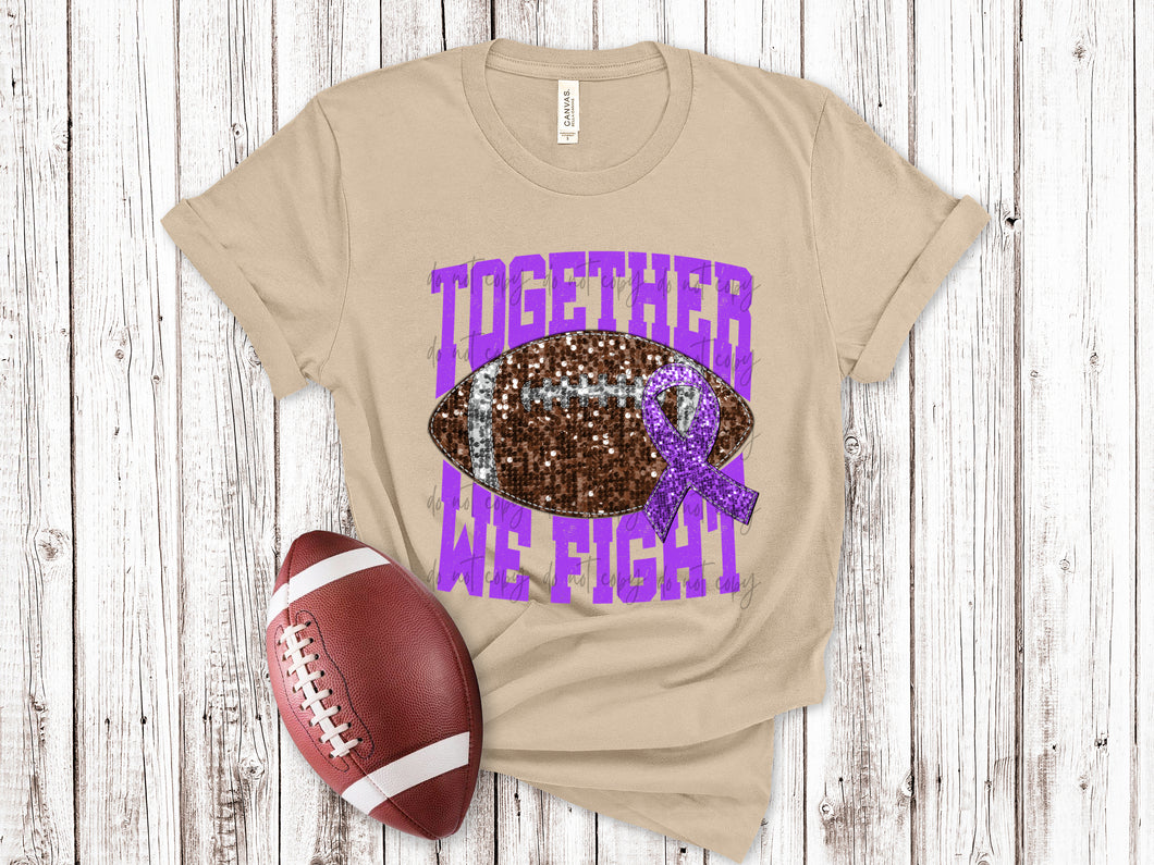 Together We Fight Purple Faux Sequin Ribbon TRANSFER