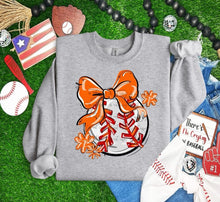 Load image into Gallery viewer, Play Ball Baseball Bow With Flower DROPDOWN TRANSFER BIA
