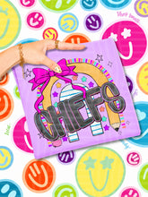 Load image into Gallery viewer, Rainbow Crayon Pink Bow School Mascots DROPDOWN TRANSFER CAP JUNE 26
