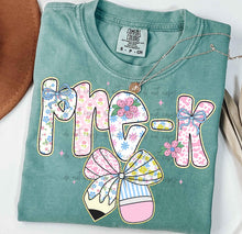 Load image into Gallery viewer, Floral Pink Plaid Pencil Bow School Grades DROPDOWN TRANSFER
