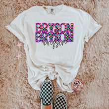 Load image into Gallery viewer, Colorful Checkered Stacked Mascot Dropdown TRANSFER CAP
