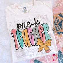 Load image into Gallery viewer, Teacher Pencil Bow DROPDOWN TRANSFER SWD JUNE
