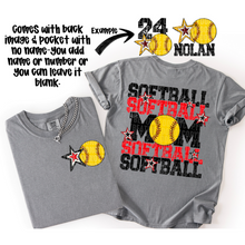 Load image into Gallery viewer, Softball Mom Customizable DROPDOWN With Pocket TRANSFER SDD AUGUST
