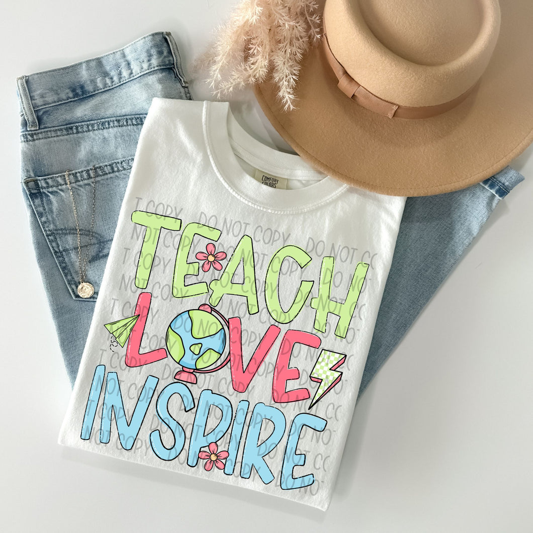 Teach Love Inspire Pastel Globe TRANSFER SWD