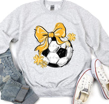 Load image into Gallery viewer, Play Ball Soccer Bow With Flower DROPDOWN TRANSFER BIA

