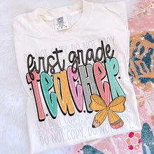 Load image into Gallery viewer, Teacher Pencil Bow DROPDOWN TRANSFER SWD JUNE
