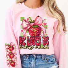 Load image into Gallery viewer, He Loves Us Berry Much Strawberry SLEEVE OPTION TRANSFER DWS
