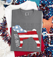 Load image into Gallery viewer, Patriotic Dog Designs White Text SWD MAY DROPDOWN TRANSFER

