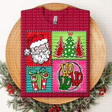 Load image into Gallery viewer, Ho Ho Ho Santa Squares And Tree TRANSFER ECHT

