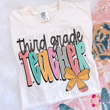 Load image into Gallery viewer, Teacher Pencil Bow DROPDOWN TRANSFER SWD JUNE
