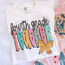 Load image into Gallery viewer, Teacher Pencil Bow DROPDOWN TRANSFER SWD JUNE

