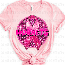 Load image into Gallery viewer, Breast Cancer Glitter Circle Mascot DROPDOWN TRANSFER
