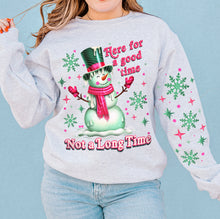 Load image into Gallery viewer, Here For A Good Time Snowman With SLEEVE OPTION TRANSFER GRAVITEE
