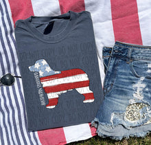 Load image into Gallery viewer, Patriotic Dog Designs White Text SWD MAY DROPDOWN TRANSFER
