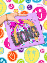 Load image into Gallery viewer, Rainbow Crayon Pink Bow School Mascots DROPDOWN TRANSFER CAP JUNE 26

