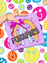 Load image into Gallery viewer, Rainbow Crayon Pink Bow School Mascots DROPDOWN TRANSFER CAP JUNE 26
