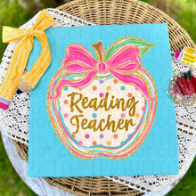 Load image into Gallery viewer, Gold Glitter Polka Apple Pink Bow School Grades Occupations DROPDOWN TRANSFER UAC JUNE 26

