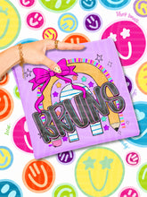 Load image into Gallery viewer, Rainbow Crayon Pink Bow School Mascots DROPDOWN TRANSFER CAP JUNE 26
