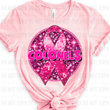 Load image into Gallery viewer, Breast Cancer Glitter Circle Mascot DROPDOWN TRANSFER
