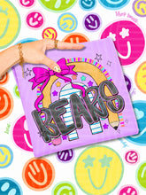 Load image into Gallery viewer, Rainbow Crayon Pink Bow School Mascots DROPDOWN TRANSFER CAP JUNE 26
