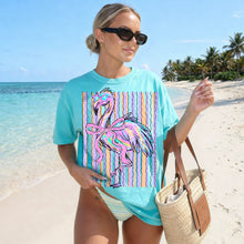 Load image into Gallery viewer, Flamingo With Bow Stripes TRANSFER AGCM APR 26
