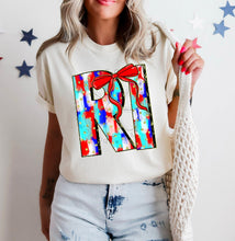 Load image into Gallery viewer, RWB Brushstroke Bow States (all 50 states available) TRANSFER CST MAY
