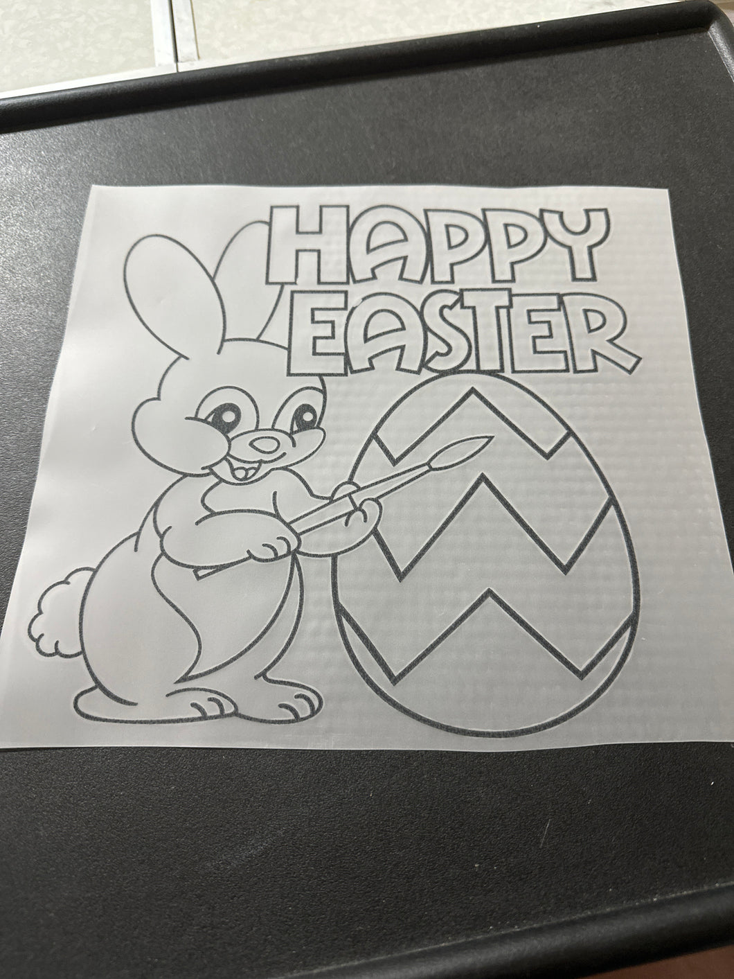 Happy Easter Bunny Painting Egg COLOR ME 9” RTS DTF TRANSFER