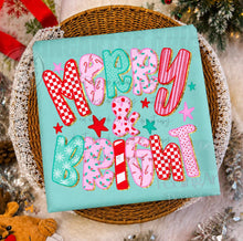 Load image into Gallery viewer, Merry &amp; Bright bright Checker Stripe Polka Stars DTF TRANSFER TUESDAY
