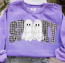 Load image into Gallery viewer, Spooky Plaid Faux Embroidery Ghosts DTF TRANSFER TUESDAY
