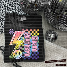 Load image into Gallery viewer, Sideways Rainbow Checker Bolt Happy Mascots Dropdown TRANSFER CAP JUNE
