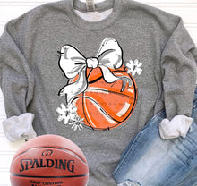 Load image into Gallery viewer, Play Ball Basketball Bow With Flower DROPDOWN TRANSFER BIA

