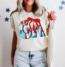 Load image into Gallery viewer, RWB Brushstroke Bow States (all 50 states available) TRANSFER CST MAY
