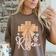 Load image into Gallery viewer, He Is Risen Orange Floral Bow Cross TRANSFER DWS JAN 26
