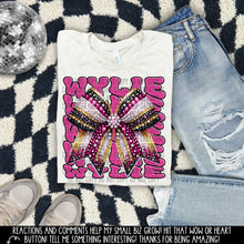 Load image into Gallery viewer, Pink Faux Rhinestone Bow Mascots Dropdown TRANSFER CAP SEPT 24
