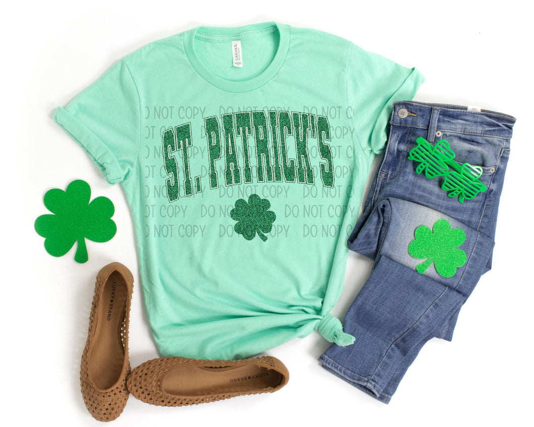 St Patrick Varsity Faux Glitter TRANSFER