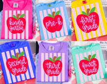 Load image into Gallery viewer, Large Apple And Pink Gingham Stripes Grade/Occupation Option DROPDOWN TRANSFER ET JULY 26
