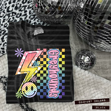 Load image into Gallery viewer, Sideways Rainbow Checker Bolt Happy Mascots Dropdown TRANSFER CAP JUNE
