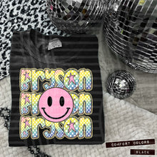 Load image into Gallery viewer, Rainbow Checker Pink Happy Stacked Mascots Dropdown TRANSFER CAP JUNE 25
