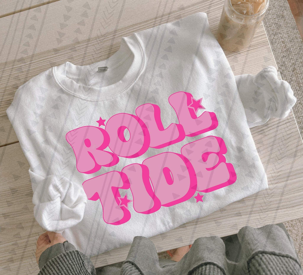 Pink Star Retro Roll Tide TRANSFER