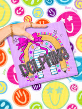 Load image into Gallery viewer, Rainbow Crayon Pink Bow School Mascots DROPDOWN TRANSFER CAP JUNE 26
