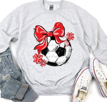 Load image into Gallery viewer, Play Ball Soccer Bow With Flower DROPDOWN TRANSFER BIA
