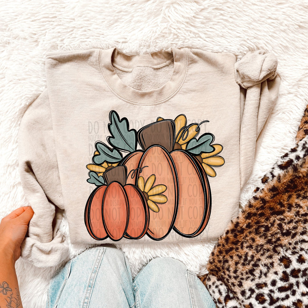 Pumpkins With Sunflowers TRANSFER SWD JUNE