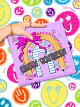Load image into Gallery viewer, Rainbow Crayon Pink Bow School Mascots DROPDOWN TRANSFER CAP JUNE 26
