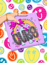 Load image into Gallery viewer, Rainbow Crayon Pink Bow School Mascots DROPDOWN TRANSFER CAP JUNE 26
