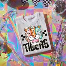 Load image into Gallery viewer, Pink Teal Gold Glitter Checker Mascots Dropdown TRANSFER CST JUNE
